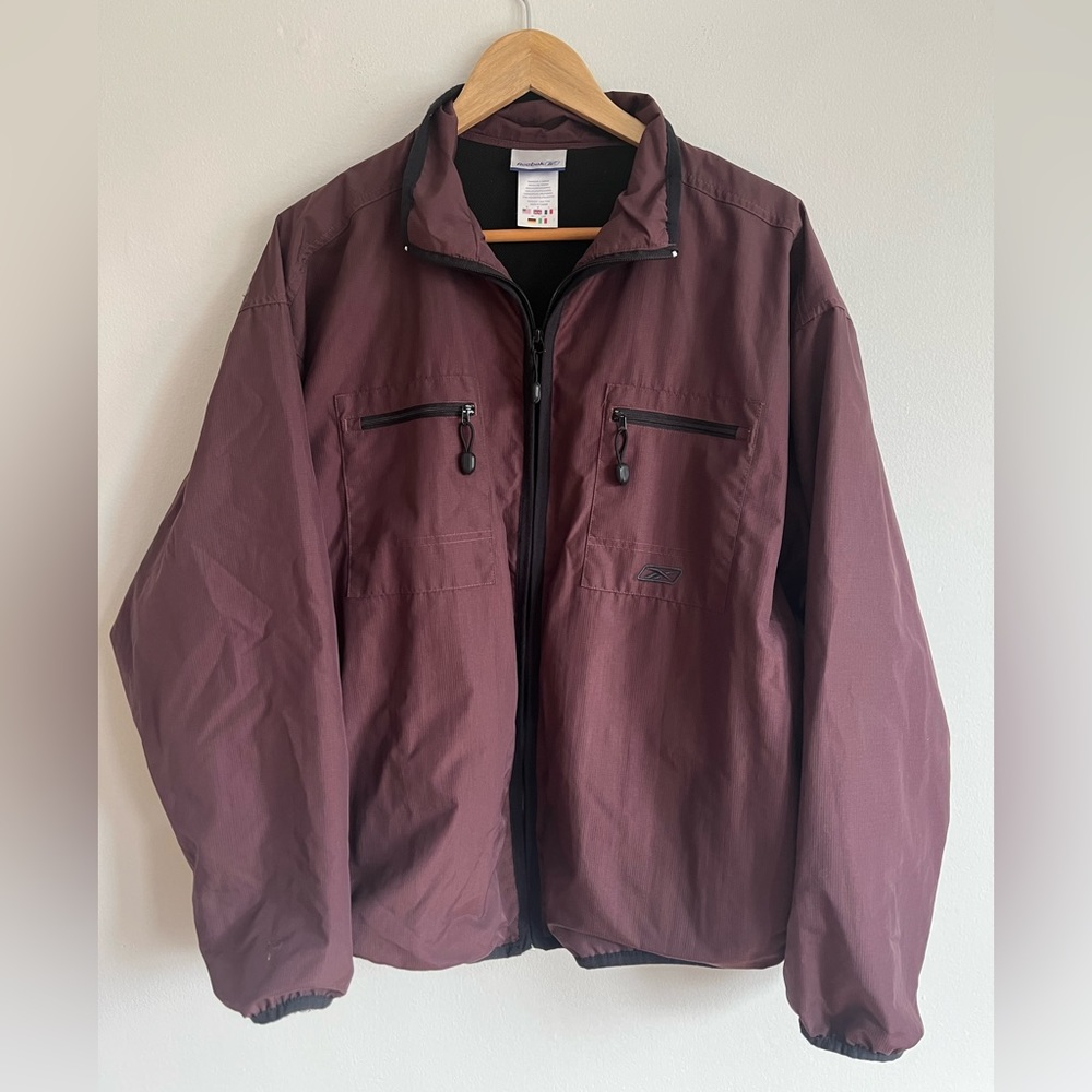 Vintage Reebok Jacket / Mens M-L / Dark Purple / Embroidered Logo